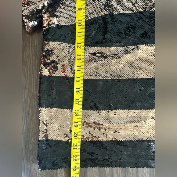 Anthropologie Maeve Short-Sleeve Sequin Striped Top Size - Picture 10 of 10